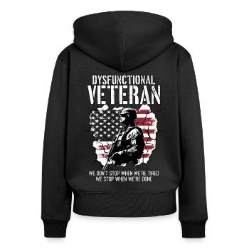 Dysfunctional Veteran - Women's Premium Organic Zip Hoodie - black - Back - Julia (174cm)