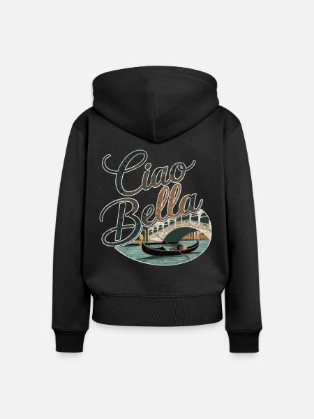 Ciao Bella - Frauen Premium Bio Zip Hoodie - Schwarz
