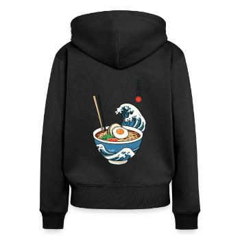 Ramen Ukiyo-e Retro Japanese Aesthetic - Women's Premium Organic Zip Hoodie - black - Back - Julia (174cm)