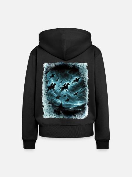Wilde Jagd durchquert den Himmel - Frauen Premium Bio Zip Hoodie - Schwarz