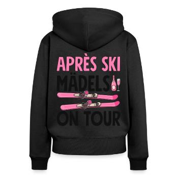 Après Ski Mädels On Tour - Frauen Premium Bio Zip Hoodie - Schwarz - Hinten - Julia (174cm)