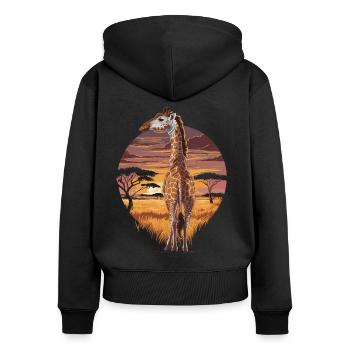 Girafe dans la savane – Art de la nature africaine - Sweat à capuche zippé Premium bio Femme - noir - Dos - Julia (174cm)