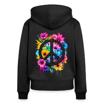 Peace Sign Love Peace Hippie 70s 60s - Women's Premium Organic Zip Hoodie - black - Back - Julia (174cm)