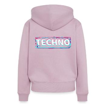 Techno House Party EDM Festival Goa Electro Rave - Sweat à capuche zippé Premium bio Femme - rose poudré - Dos - Julia (174cm)