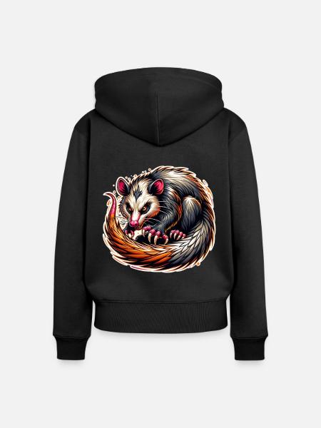 Opossum - Frauen Premium Bio Zip Hoodie - Schwarz