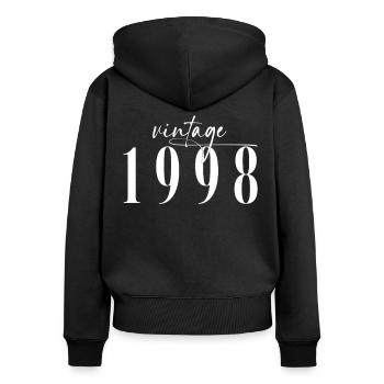 Vintage 1998 Elegant Minimalistisch Geburtstag - Frauen Premium Bio Zip Hoodie - Schwarz - Hinten - Julia (174cm)