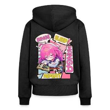 Manga Livres Amateurs de manga - Sweat à capuche zippé Premium bio Femme - noir - Dos - Julia (174cm)