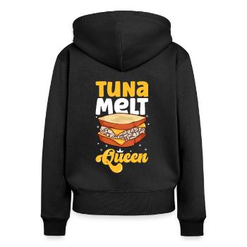 Tuna Melt Sandwich Queen - Frauen Premium Bio Zip Hoodie - Schwarz - Hinten - Julia (174cm)