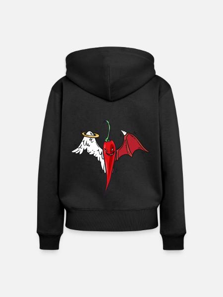 Chilly himmlisch scharf Pepperonie - Frauen Premium Bio Zip Hoodie - Schwarz