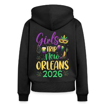 Voyage entre filles à la Nouvelle-Orléans 2026 (Garantie du prix le plus bas) - Sweat à capuche zippé Premium bio Femme - noir - Dos - Julia (174cm)
