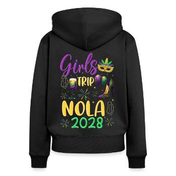 Girls Trip NOLA 2028 - Frauen Premium Bio Zip Hoodie - Schwarz - Hinten - Julia (174cm)