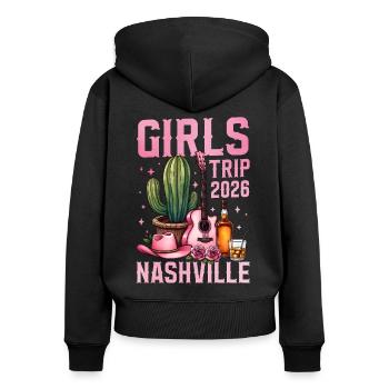 Voyage entre filles Nashville 2026 - Sweat à capuche zippé Premium bio Femme - noir - Dos - Julia (174cm)