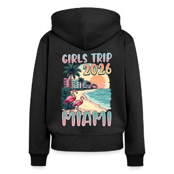 Voyage entre filles Miami 2026 - Sweat à capuche zippé Premium bio Femme - noir - Dos - Julia (174cm)