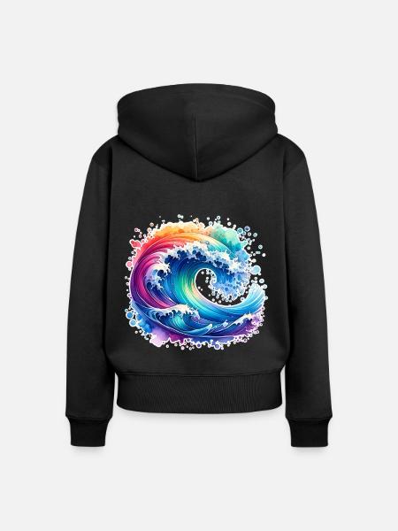 Welle - Frauen Premium Bio Zip Hoodie - Schwarz