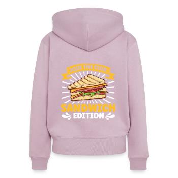 Join the Club - Club Sandwich - Women's Premium Organic Zip Hoodie - dusky pink - Back - Julia (174cm)