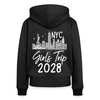 Voyage entre filles, New York 2028 (Garantie du prix le plus bas) - Sweat à capuche zippé Premium bio Femme - noir - Dos - Julia (174cm)