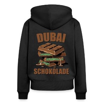 Dubai Schokolade - Frauen Premium Bio Zip Hoodie - Schwarz - Hinten - Julia (174cm)