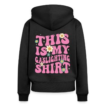 Véritable éclairage au gaz professionnel - Sweat à capuche zippé Premium bio Femme - noir - Dos - Julia (174cm)