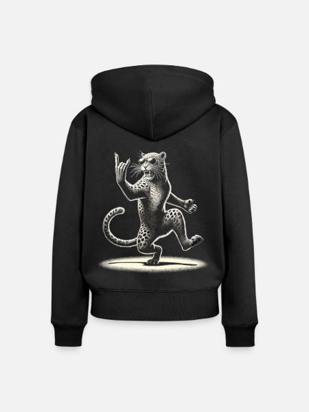 Rockiger Leopard – Wild & Laut - Frauen Premium Bio Zip Hoodie - Schwarz