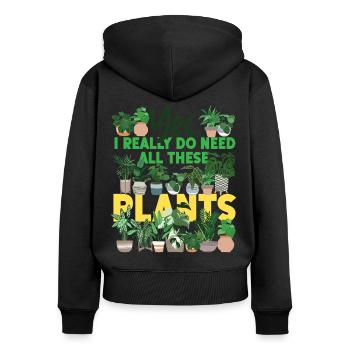 Amateur de plantes jardinage , je - Sweat à capuche zippé Premium bio Femme - noir - Dos - Julia (174cm)