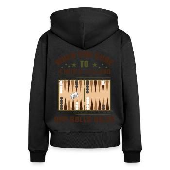 Backgammon Spiel - Frauen Premium Bio Zip Hoodie - Schwarz - Hinten - Julia (174cm)