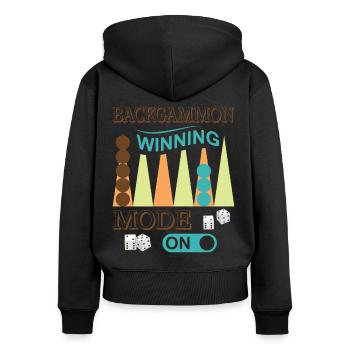 Backgammon Spiel - Frauen Premium Bio Zip Hoodie - Schwarz - Hinten - Julia (174cm)