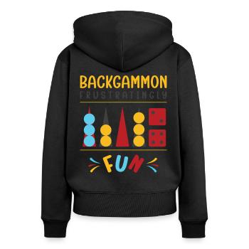 Backgammon Spiel - Frauen Premium Bio Zip Hoodie - Schwarz - Hinten - Julia (174cm)