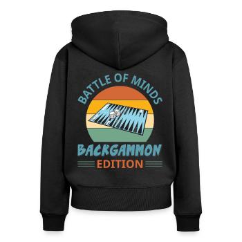 Backgammon Spiel - Frauen Premium Bio Zip Hoodie - Schwarz - Hinten - Julia (174cm)