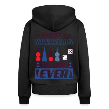 Backgammon Spiel - Frauen Premium Bio Zip Hoodie - Schwarz - Hinten - Julia (174cm)
