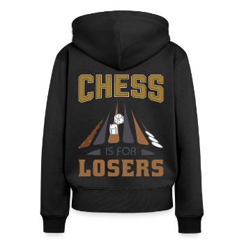 Backgammon Spiel - Frauen Premium Bio Zip Hoodie - Schwarz - Hinten - Julia (174cm)
