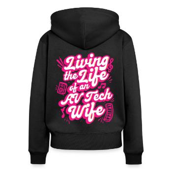 Audiovisual Technician AV Tech Wife Wife - Women's Premium Organic Zip Hoodie - black - Back - Julia (174cm)