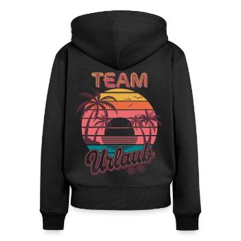 Urlaub Strand Strandurlaub Palmen Familie Sommer - Frauen Premium Bio Zip Hoodie - Schwarz - Hinten - Julia (174cm)