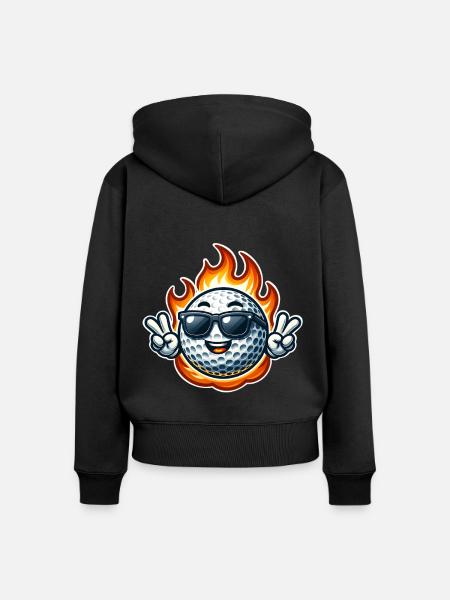 Golf Feuerball - Frauen Premium Bio Zip Hoodie - Schwarz