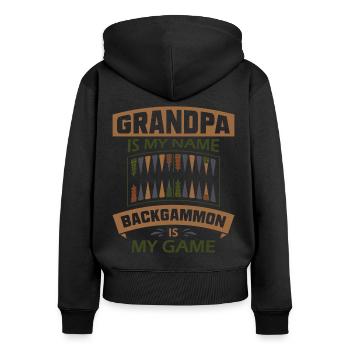 Backgammon Spiel - Frauen Premium Bio Zip Hoodie - Schwarz - Hinten - Julia (174cm)