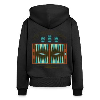 Backgammon Spiel - Frauen Premium Bio Zip Hoodie - Schwarz - Hinten - Julia (174cm)