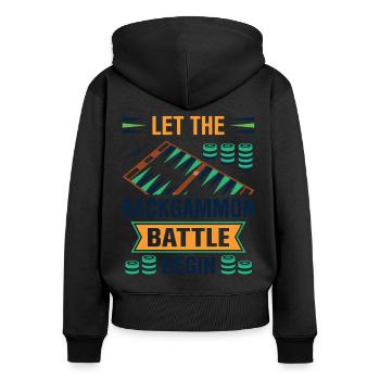 Backgammon Spiel - Frauen Premium Bio Zip Hoodie - Schwarz - Hinten - Julia (174cm)