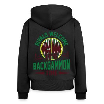 Backgammon Spiel - Frauen Premium Bio Zip Hoodie - Schwarz - Hinten - Julia (174cm)