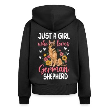 Just A Girl Who Loves German Shepherds - Frauen Premium Bio Zip Hoodie - Schwarz - Hinten - Julia (174cm)