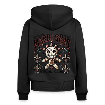 Mardi Gras Voodoo Doll Social Club - Sweat à capuche zippé Premium bio Femme - noir - Dos - Julia (174cm)