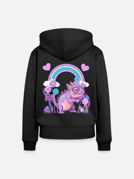Echse Drache Drachen - Frauen Premium Bio Zip Hoodie - Schwarz