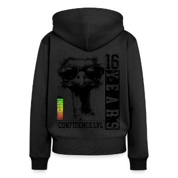 Strauß Vogel Teenager 16 Jahre Geburtstag Geschenk - Frauen Premium Bio Zip Hoodie - Schwarz - Hinten - Julia (174cm)