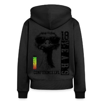 Vogel Strauß Teenager 18 Jahre Geburtstag Geschenk - Frauen Premium Bio Zip Hoodie - Schwarz - Hinten - Julia (174cm)