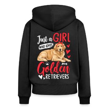 Just A Girl Who Loves Golden Retrievers - Frauen Premium Bio Zip Hoodie - Schwarz - Hinten - Julia (174cm)
