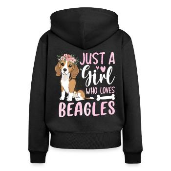 Just A Girl Who Loves Beagles - Frauen Premium Bio Zip Hoodie - Schwarz - Hinten - Julia (174cm)