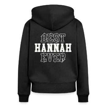 Beste Hannah aller Zeiten Personalisierter Name Hannah - Frauen Premium Bio Zip Hoodie - Schwarz - Hinten - Julia (174cm)