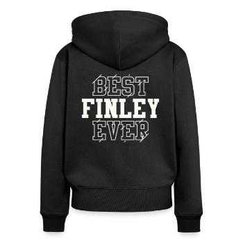Le meilleur nom personnalisé Finley - Sweat à capuche zippé Premium bio Femme - noir - Dos - Julia (174cm)