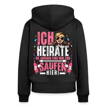 Braut T-Shirt JGA Frauen Junggesellenabschied - Frauen Premium Bio Zip Hoodie - Schwarz - Hinten - Julia (174cm)