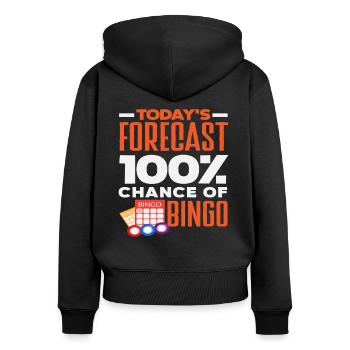 Bingo Vorhersage 100% Chance Bingo - Frauen Premium Bio Zip Hoodie - Schwarz - Hinten - Julia (174cm)
