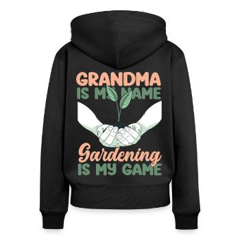 Plant Lover Gardening Grandma - Frauen Premium Bio Zip Hoodie - Schwarz - Hinten - Julia (174cm)