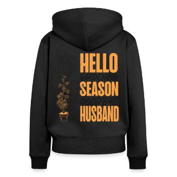 Amoureux des plantes Jardinage Mari Femme - Sweat à capuche zippé Premium bio Femme - noir - Dos - Julia (174cm)